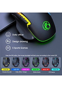 Chuột Led RGB gaming T70 7200dpi công thái học chống mỏi cổ tay Cho máy tính laptop hàng nhập khẩu
