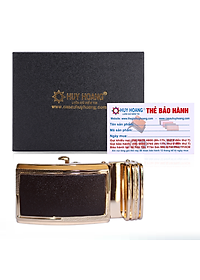 HJ9113-14-34 - Đầu khóa da bò Huy Hoàng 3,5 phân đầu vàng màu đen, nâu, vàng bò