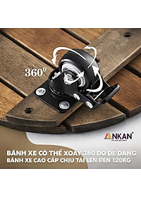 Đế Lót Chậu Cây Có Bánh Xe ANKAN - Hình Tròn D30cm, Gỗ Tràm Bông Cao Cấp, Chịu Tải 120kg (Màu Xám Đen)