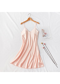 Q43 Váy ngủ hai dây lụa cao cấp  - Đầm ngủ lụa satin xẻ tà - Váy ngủ lụa cao cấp - Đồ ngủ nữ