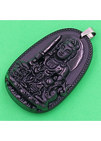 Mặt Phật Văn Thù Bồ Tát - thạch anh đen 3.6cm - tuổi Mão