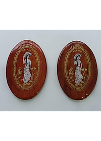 Gương gỗ mini khảm cô gái áo dài Việt Nam