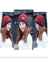 ComBo Mũ Len Kèm Khăn Cổ Hàn Quốc 