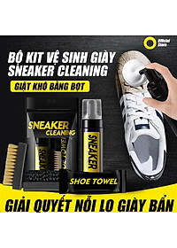 Bộ Vệ Sinh Giày Dép Làm Sạch Chuyên Sâu Giặt Giày gồm 1 bình xịt tạo bọt dung tích 150ml, 1 khăn mềm, 1 bàn chải mềm