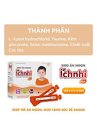Siro ăn ngon Ích Nhi Plus hộp 20 ống 10ml giúp nâng cao sức đề kháng, tăng chuyển hóa hấp thu dưỡng chất, trẻ ăn ngon