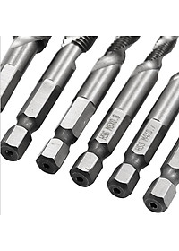 Bộ 6 Mũi Khoan Taro HSS 4341 Tạo Ren Cao Cấp, giúp tiết kiệm thời gian thi công, tiết kiệm chi phí siêu tiện lợi. M3, M4, M5, M6, M8, M10 