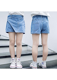 Quần jean ngắn giả váy cho bé gái Easy Baby, váy jean thời trang cho bé từ 14-26kg (JS-425G)