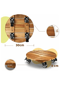 Đế Kê Chậu Cây Có Bánh Xe ANKAN, R30cm Làm Giá Đỡ Kệ Hoa Cây Cảnh, Màu Vàng Nắng, Chịu Tải 120Kg