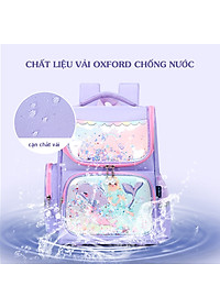 Balo chống gù cho bé gái đi học cặp sách học sinh tiểu học form hộp vải chống nước bền đẹp 63201