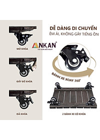 Đế Lót Chậu Cây Có Bánh Xe Cao Cấp ANKAN Hình Vuông Màu Đen 35x35Cm, Tải trọng 150 Kg, Di Chuyển Chậu Cây Nặng Dễ Dàng, Êm Ái