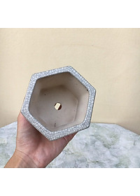 Chậu bonsai Lục giác ống mini men Rạn gốm Bát tràng 1 size BM-93
