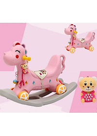 NGỰA BẬP BÊNH có BÁNH XE cho bé - có bộ phát nhạc - Màu ngẫu nhiên