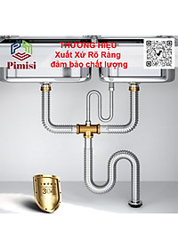 Xi Phông Chậu Rửa Bát 2 Hố Pimisi PXP-31-2 Inox Cao Cấp Kiểu Chun Uốn - Kim Loại Bẻ Cong Được, Thoát Nước Nhanh, Dùng Để Xả Thải Nước Bồn Rửa Chén 2 Hộc Thu 110 Inox 304, Chống Mùi Hôi Và Côn Trùng Gián, Chuột Cắn Phá - Có Đầu Thoát Tràn | Hàng Chính Hãng