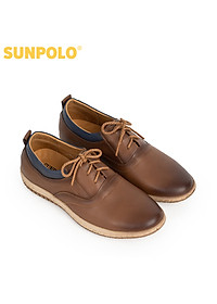 Giày nam Da bò Buộc dây SUNPOLO SPH424 (Xanh navy, Nâu)