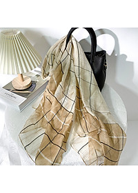 Khăn Choàng Quàng Cổ Voan Lụa Kim Tuyến Cao Cấp Sọc Caro (Nhiều Màu)