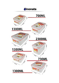 Combo 03 hộp thực phẩm chữ nhật inomata hàng nội địa Nhật Bản