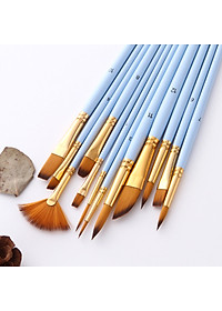 12 Cọ vẽ màu nước Pastel 3 Mint Pink Blue màu sơn dầu tranh tường số hoá Lalunavn - B52