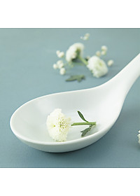 Muôi Thẳng Thìa Canh Sứ Trắng Cao Cấp Long Phương