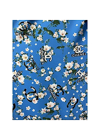 Áo dài truyền thống may sẵn hoa nhí xanh dương (ảnh thật)