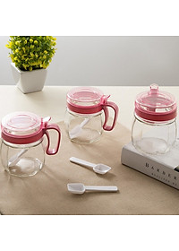 Bộ 5 Hộp Đựng Gia Vị Thủy Tinh Cao Cấp Nhà Bếp Có Nắp Tiện Lợi, Có Tay Cầm- Hàng Chính Hãng MINIIN