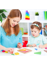 Bộ đồ chơi gỗ lắp ghép xếp hình tam giác tangram puzzle 7 miếng Deli - Đồ chơi giáo dục tư duy trí tuệ cho bé từ 3 tuổi - 74304