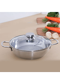 Nồi lẩu xào Fivestar 24cm nắp kính tặng 2 vá canh