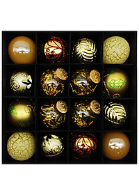 Hộp 16 Trái Châu Trang Trí Giáng Sinh - LK16-G17 - Màu Vàng Gold