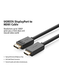 Ugreen UG10238DP101TK 1M Màu Đen Cáp chuyển đổi Displayport sang HDMI thuần đồng - HÀNG CHÍNH HÃNG