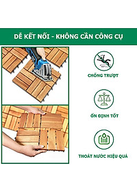 Combo 9 Ván Sàn Gỗ Tự Nhiên Màu Nâu Vàng, Vỉ Gỗ Lót Sàn Ban Công, Sân Vườn, Hồ Bơi, Phòng Spa, Siêu Bền, Chịu Nước Tốt, Chống Trơn Trượt, Tiêu Chuẩn Xuất Khẩu