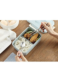 Hộp Cơm Văn Phòng Giữ Nhiệt Tiện Ích Hiện Đại 3 Ngăn Kèm Bộ Đũa Thìa INOX – Chất Liệu Lúa Mạch An Toàn Cho Sức Khỏe – Hàng Chính Hãng MINIIN