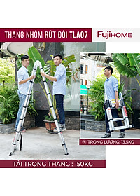 Thang nhôm rút gọn chữ A FUJIHOME TLA07 ( Chiều cao chữ A 2,1m- Cao chữ I 4m- Rút gọn 0,9m - KHóa chốt an toàn, để chống trượt)  Hàng Chính hãng