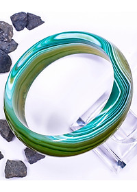 Vòng tay đá mã não xanh bản dày mệnh mộc hỏa - Ngọc Qúy Gemstones