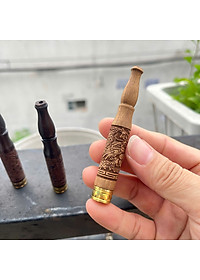 Tẩu Lọc Thuốc Bằng Gỗ Mun Khắc Rồng Phụng - TL016