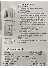 Đèn sạc tích điện chiếu sáng khẩn cấp Honjianda HJD-3500 LED - Hàng chính hãng