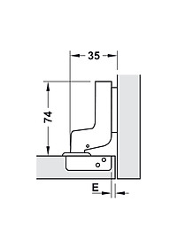 Bản lề giảm chấn Hafele Inox 304 lọt lòng - Cong nhiều - 315.06.752 + Đế bản lề
