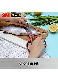 Kéo nhà bếp Scotch 3M tay cầm màu đỏ cao cấp có thể tháo rời, lưỡi kéo sắc bén, chống gỉ sét, kháng khuẩn KS-DTR, Red