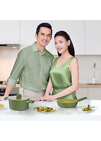 Chảo phủ sứ cao cấp Elmich Olive EL-5965OV nhiều size, Hàng chính hãng, dùng được mọi bếp - JoyMall