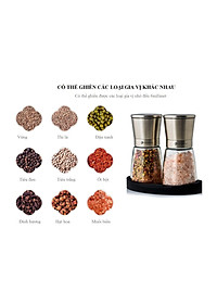 Máy Xay Tiêu Cầm Tay Thủy Tinh - Dụng Cụ Cối Xay Tiêu Nắp Inox Vặn Tay Nhỏ Gọn Tiện Dụng - Hàng Loại 1 - Chính Hãng MINIIN