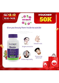 Viên uống mọc tóc Natrol Biotin Beauty 10000mcg Maximum Strength – Hộp 100 viên – Cải thiện hiệu quả tình trạng rụng tóc, gãy tóc, xơ rối tóc