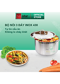 Bộ xửng hấp 3 đáy inox 430 FiveStar Standard bếp từ nắp inox tặng 5 muỗng ăn ( 32cm )