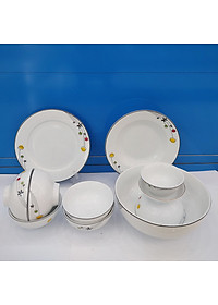 Bộ đồ ăn 11 thứ hoa A04 sứ Long Phương AH259011 họa tiết hoa Cẩm Vi