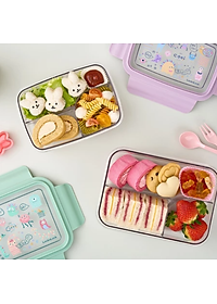 Hộp cơm nhựa 3 ngăn trong suốt  LocknLock 750ml - LCB501 và 1L - LCB502 - 2 màu (Tím, Xanh)