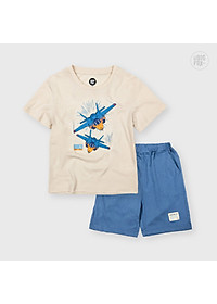 Bộ Quần Áo Bé Trai Bigfox, Bộ Cộc Tay Trẻ Em Mùa Hè Chất Cotton Mát In Hình Máy Bay