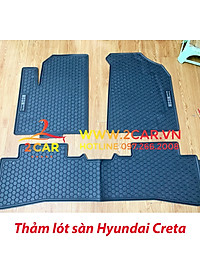 Thảm sàn, Thảm lót sàn xe Hyundai CRETA 2022 2023 cao su đúc, vân tổ ong, không mùi, MẪU NISSIN