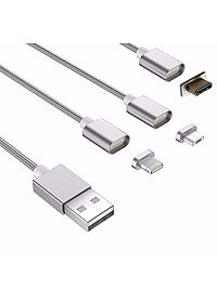 Cáp sạc điện thoại từ tính nam châm hít Type C, iphone, samsung 3 đầu