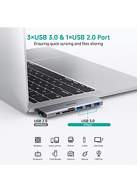 Hub type c chia cổng  Dual Type-C 7 in 1 hỗ trợ sạc nhanh 100W cho Macbook / laptop Type-C hiệu CHOETECH M23 ra 3 cổng USB 3.0, 1 cổng USB 2.0, Cổng đọc thẻ SD & Micro SD, sạc nhanh chuẩn Thunderbolt 3 0 - Hàng chính hãng