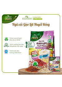 Ngũ Cốc Gạo Lứt Huyết Rồng Xuân An [ít đường] Túi 400G {25g*16 gói}(Tặng Kèm 1 Túi Yến Mạch 150G)