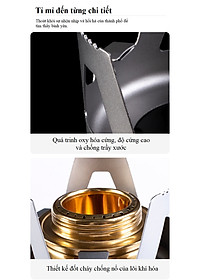 Bếp cồn dã ngoại, cắm trại, picnic SK063. Chất liệu hợp kim nhôm + đồng vàng. Nắp chữa cháy an toàn.