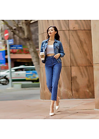 Áo Khoác Jean Nữ Trơn Màu Xanh Đậm Nhạt Aaa Jeans