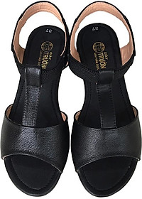 Giày sandal nữ Trường Hải da bò thật đế cao su không trơn dép cao 2.5cm dép thời trang cao cấp SDN074